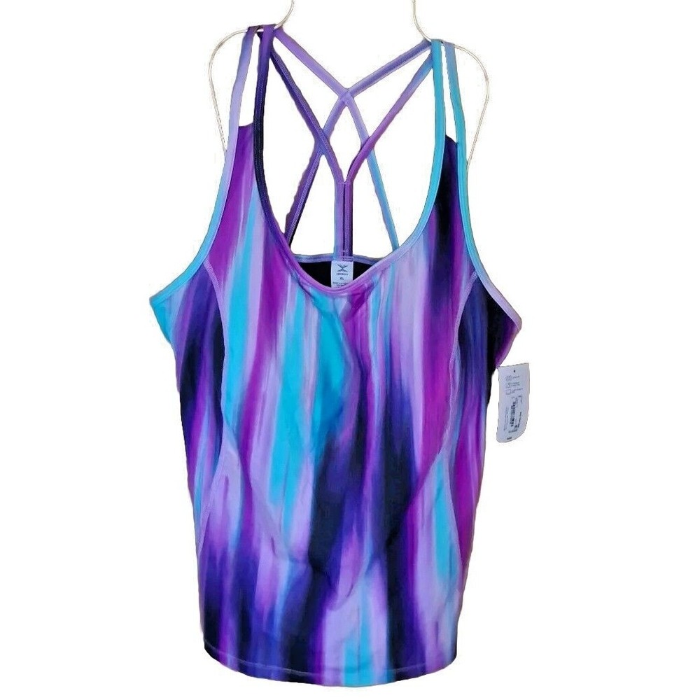 XERSION Swim Top Women's Size XL Stretch Removable Bra Cups Beach Summer‎ New